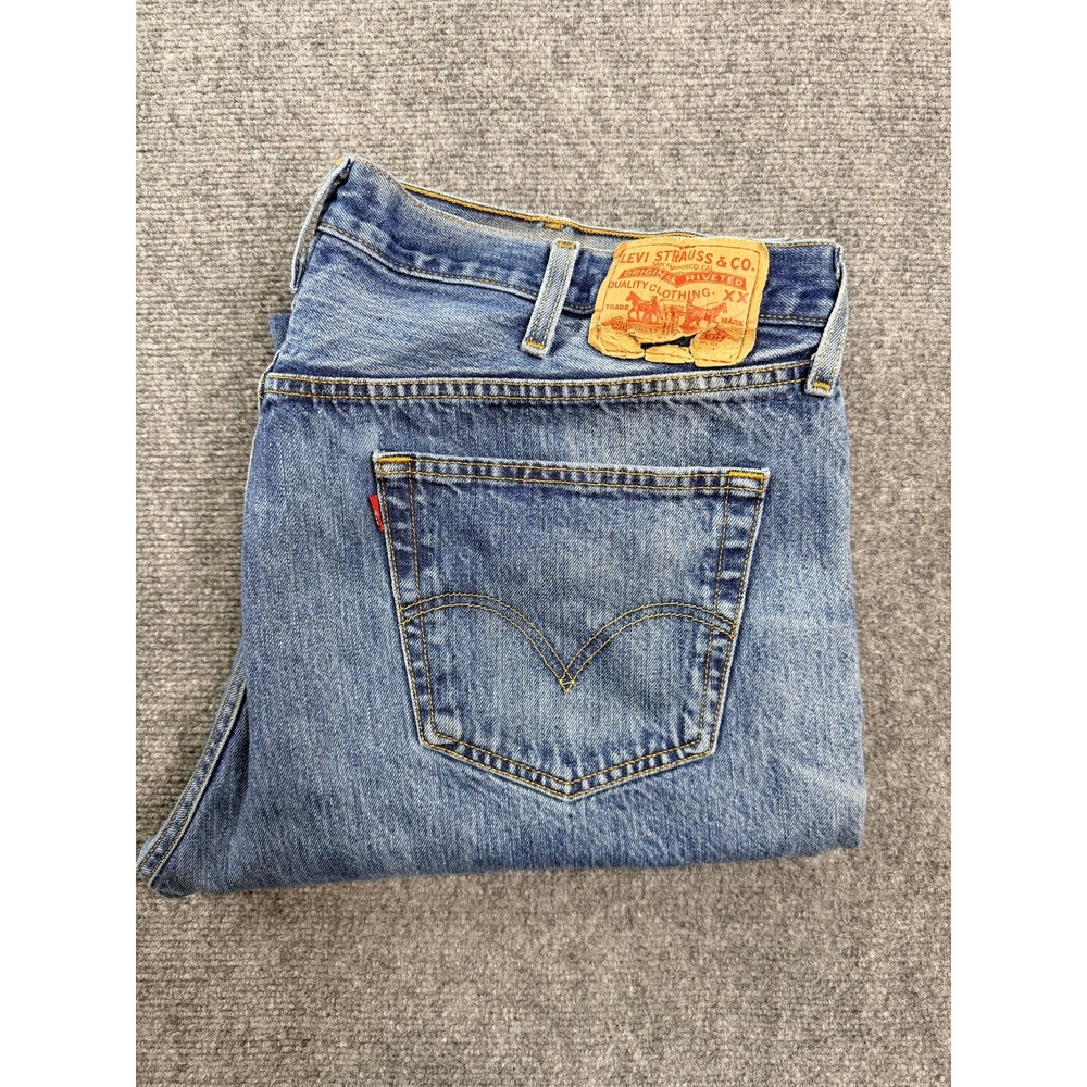 Vintage Levi's 501 Straight Leg Mens Jeans 42x38 Medium Wash Denim Button Fly
